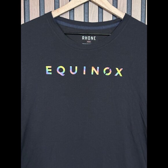 Rhone x Equinox T Shirt Large Mens Black Short Sleeve Element Pride Flag Tee - Picture 2 of 8